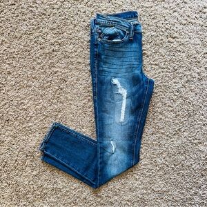 Rock & Republic Dark Wash Blue Skinny Jeans Distressed Size 8 Women’s Denim